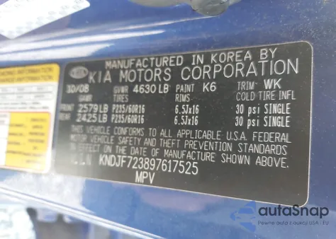 2009 Kia Sportage Ex V6 from USA, damaged, VIN KNDJF723897617525